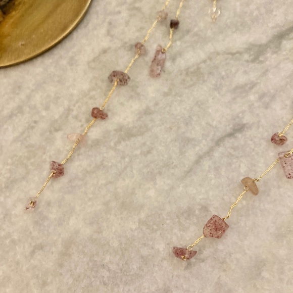 Sterling Silver Raw Cut Gemstones Tassel Earrings - Picture 4 of 8